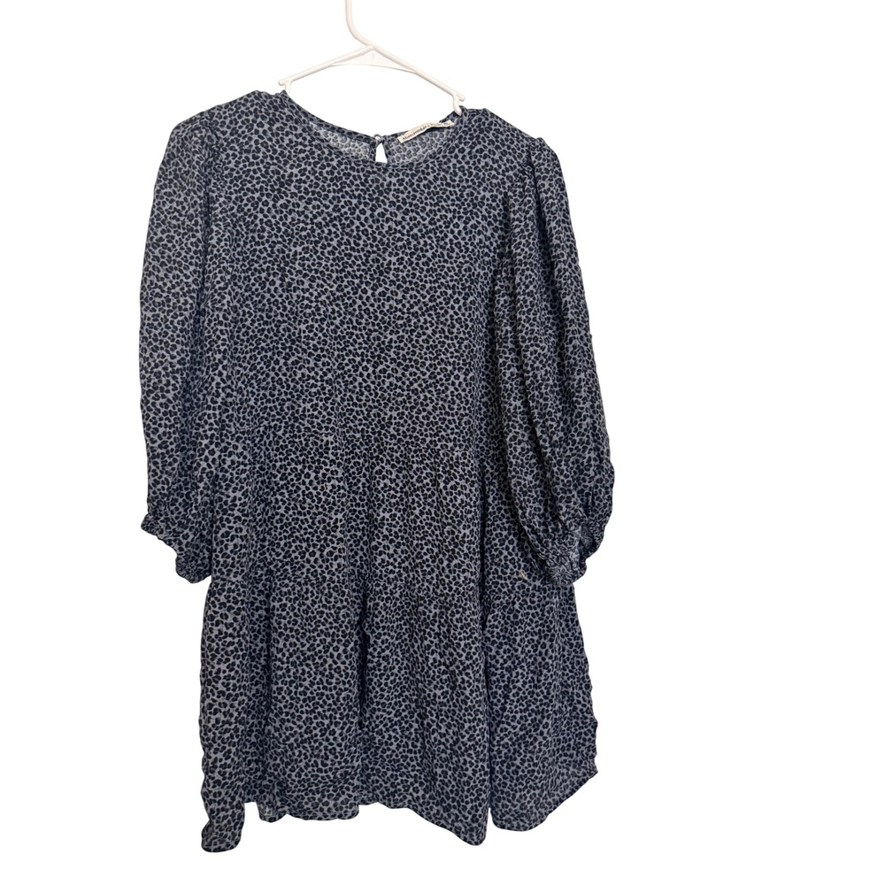 Abercrombie & Fitch Womens Dress Grey Leopard Print Tiered Babydoll MP